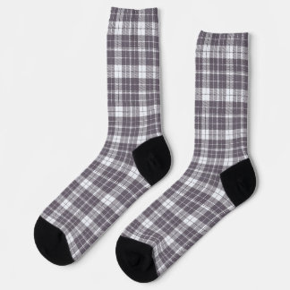 Dark Silver, White Mixed Colours, Plaid Pattern, T Socks