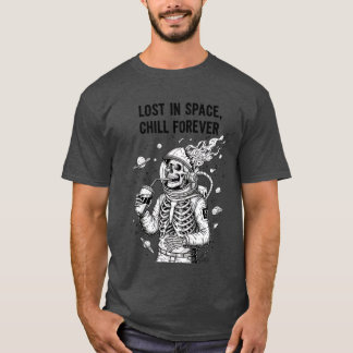Dark Skeleton Astronaut in Space Drinking T-Shirt