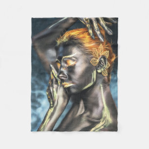 Dark Skin Body Painting Fleece Blanket