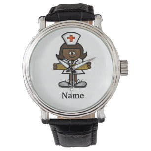 Dark Skin or Black Female Nurse Watch Customise