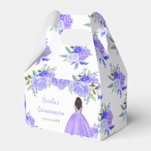 Dark Skin Princess Purple Floral Quinceanera Favour Box