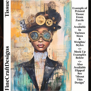 Dark Skin Steampunk Woman Collage DK1L Decoupage Tissue Paper