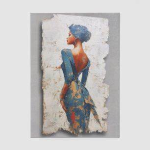 Dark Skin Woman in Blue EL6L Decoupage Tissue Paper