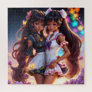 Dark-Skinned Anime Girl Characters Jigsaw Puzzle