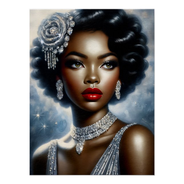 Dark-Skinned Woman Glamour Aesthetic Poster (Front)