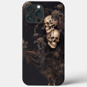 Dark Skull and Floral Design iPhone 13 Pro Max Case