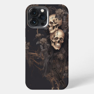 Dark Skull and Floral Design iPhone 13 Pro Max Case