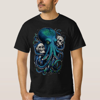 Dark Skull Art - Gothic Octopus Horror T-shirt