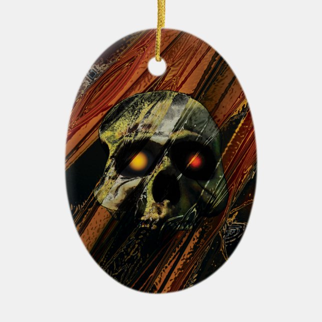 Dark Skull Ceramic Ornament (Front)