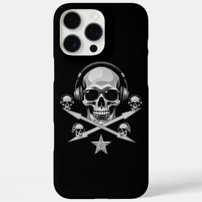 Dark Skull DJ Headphones iPhone 16 Pro Max Case (Back)