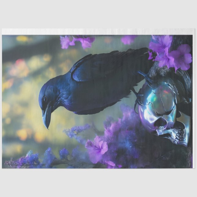 Dark Skull Raven Tissue Paper (Front)