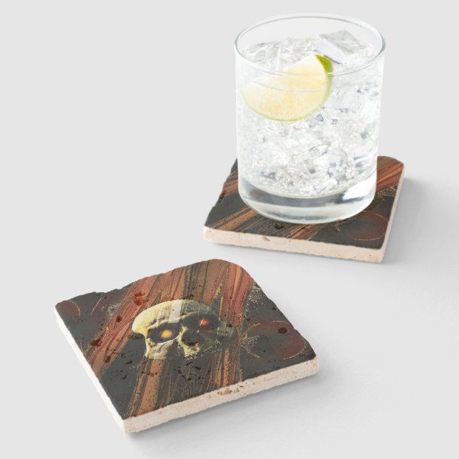 Dark Skull Stone Coaster (Side)