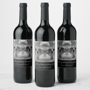 Dark Skulls Halloween Wine Label