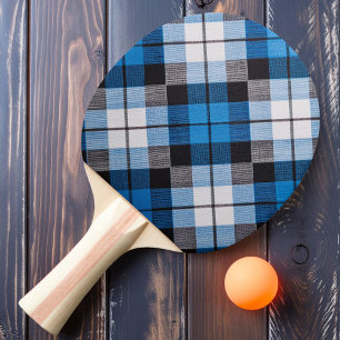 Dark Sky Blue Plaid Ping Pong Paddle