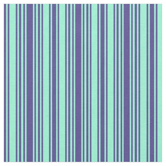 Dark Slate Blue and Aquamarine Striped Pattern Fabric (Close Up)