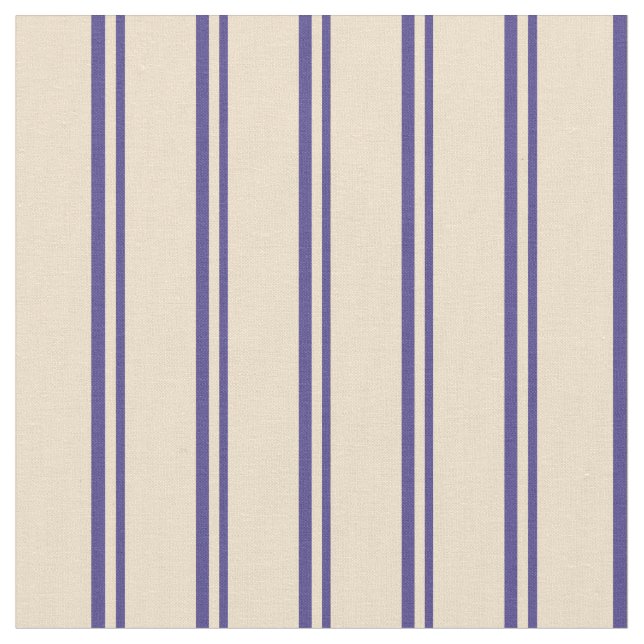 Dark Slate Blue and Tan Coloured Stripes Fabric (Close Up)