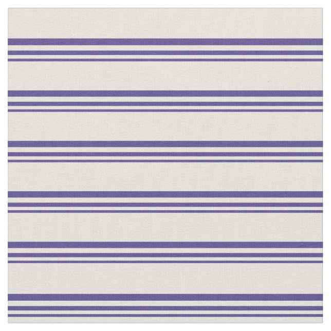 Dark Slate Blue & Beige Coloured Lines Fabric (Close Up)