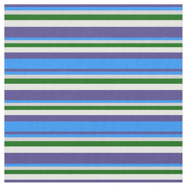 Dark Slate Blue, Blue, Grey, Green & Mint Cream Fabric (Close Up)