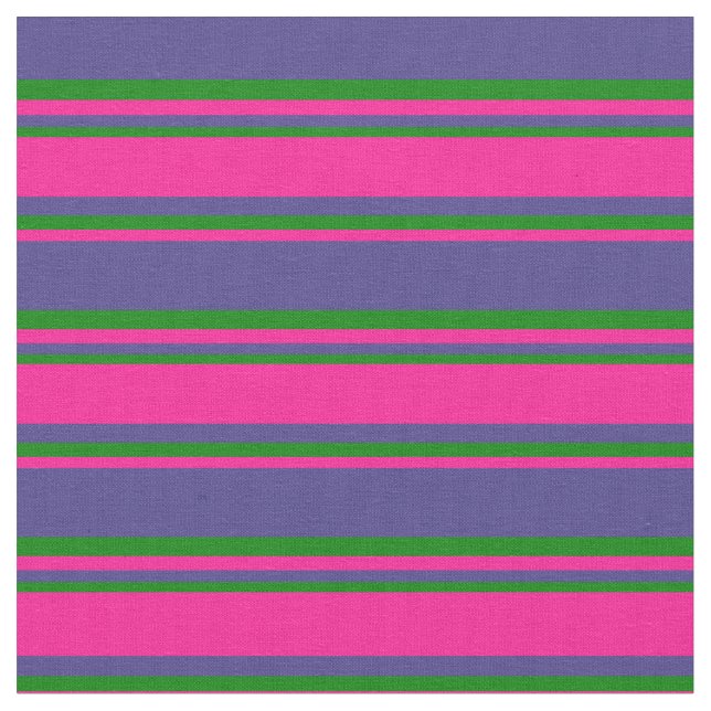 Dark Slate Blue, Deep Pink, and Green Coloured Fabric (Close Up)
