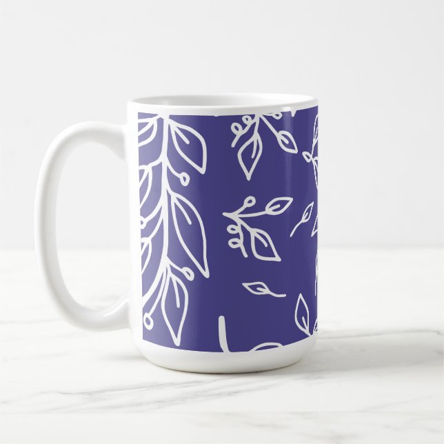 Dark Slate Blue Floral Coffee Mug (Left)