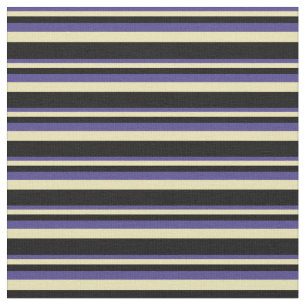 Dark Slate Blue, Tan, and Black Coloured Lines Fabric