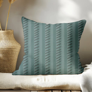Dark Slate Green Modern Boho Stripes Cushion