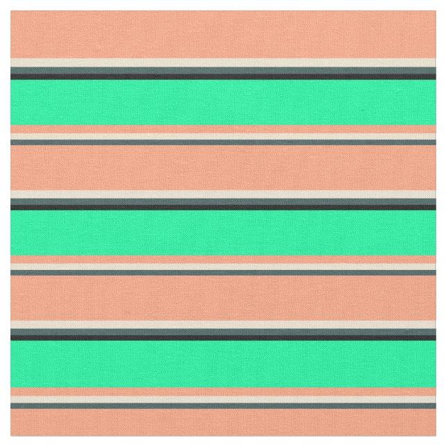 Dark Slate Grey, Beige, Light Salmon, Green, Black Fabric (Close Up)