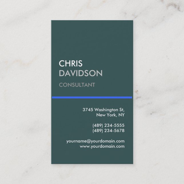 Dark Slate Grey Blue Line Business Card (Front)