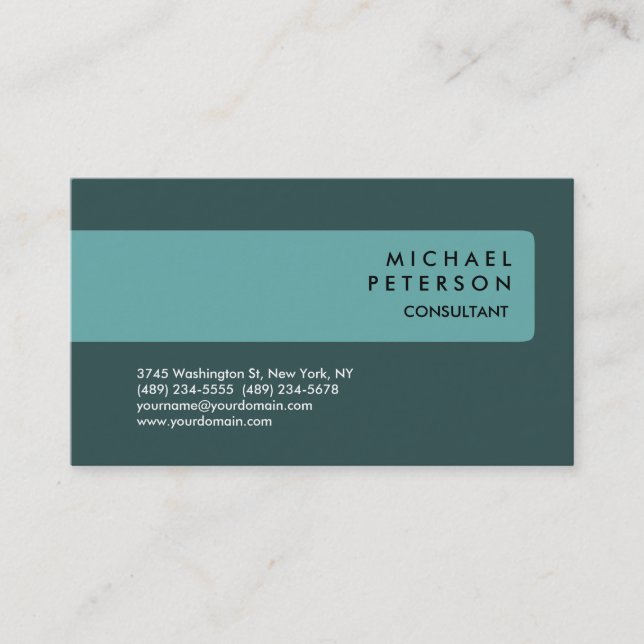 Dark Slate Grey Blue Plain Modern Business Card (Front)