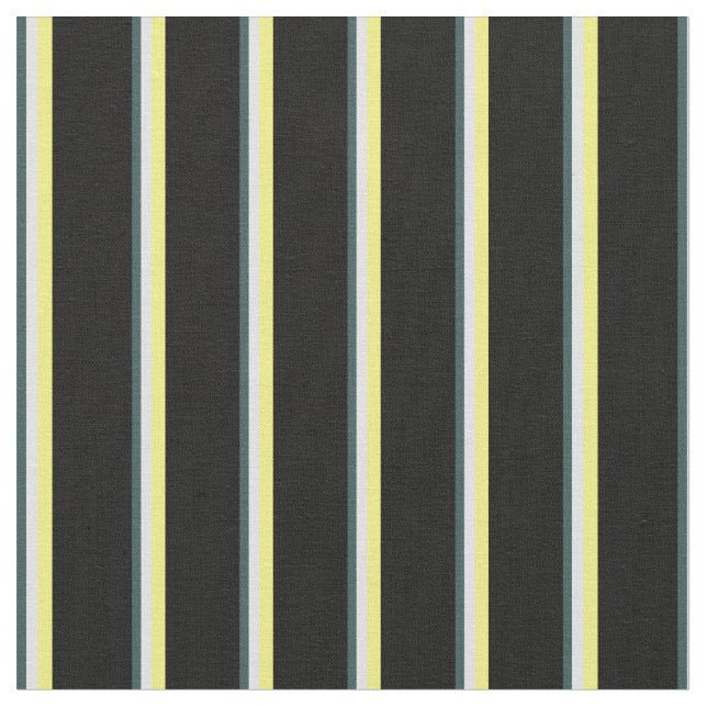 Dark Slate Grey, Lavender, Yellow & Black Stripes Fabric (Close Up)