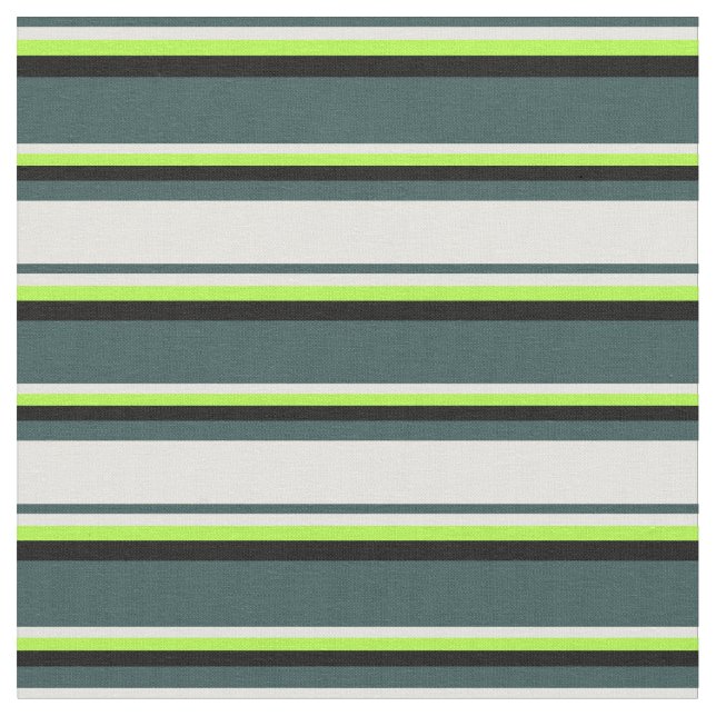 Dark Slate Grey, Light Yellow, Light Green & Black Fabric (Close Up)