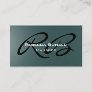 Dark Slate Grey Monogram Manager Business Card