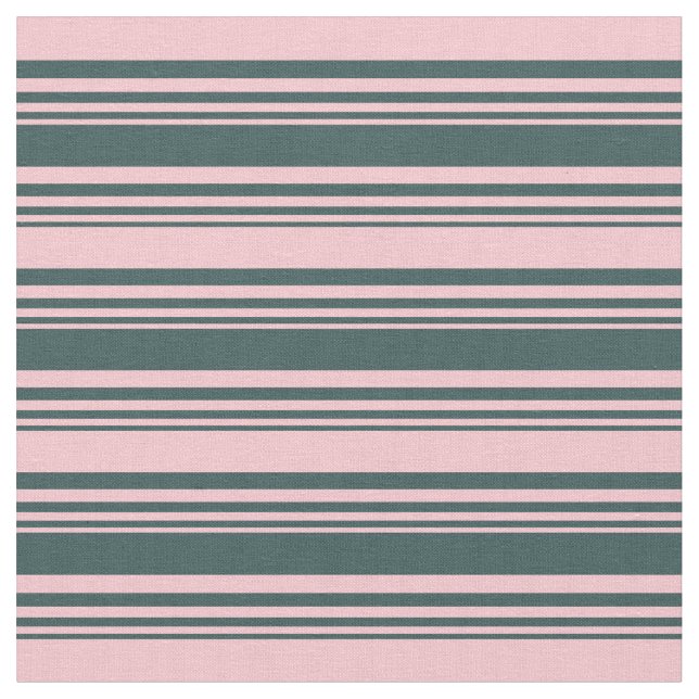 Dark Slate Grey & Pink Lines Pattern Fabric (Close Up)