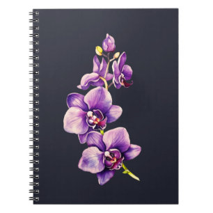 Dark Slate Grey, Purple Orchid Spiral Notebook