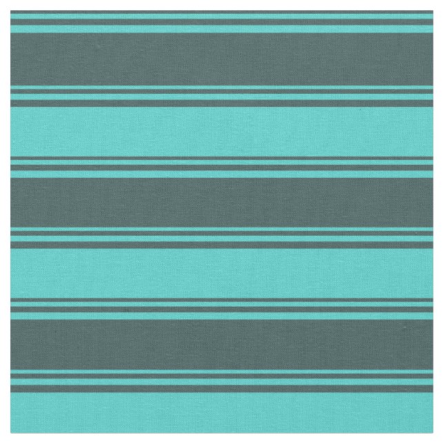 Dark Slate Grey & Turquoise Coloured Stripes Fabric (Close Up)