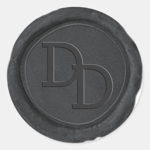 Dark Slate Grey Wax Seal Monogram Wedding Sticker