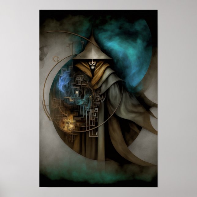 Dark Sorcerer Fantasy Poster | Wizard Decor (Front)