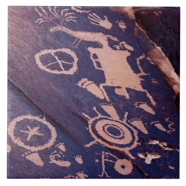 Dark Southwest Petroglyph Ceramic Tile (Front)