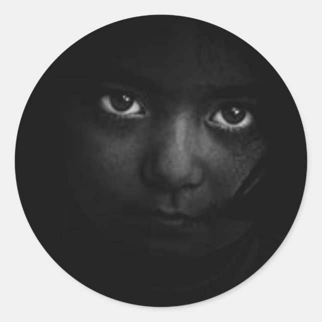 Dark, spooky, Beautiful Face and Eyes Classic Round Sticker (Front)