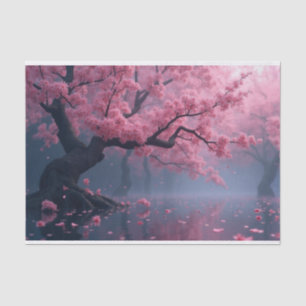 Dark Spring Cherry Blossom Tree Decoupage Paper