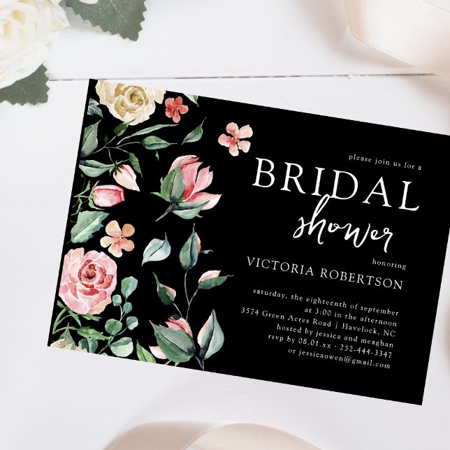 Dark Spring Floral | Botanical Bridal Shower Invitation (Creator Uploaded)
