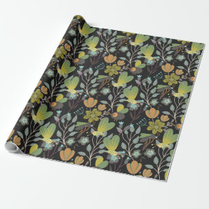 Dark Spring Pattern Wrapping Paper