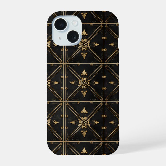 Dark Square Pattern iPhone 15 Case (Back)