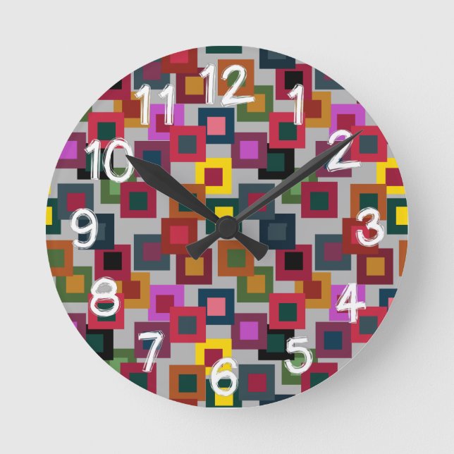 Dark Squares on Light   Round Clock (Front)