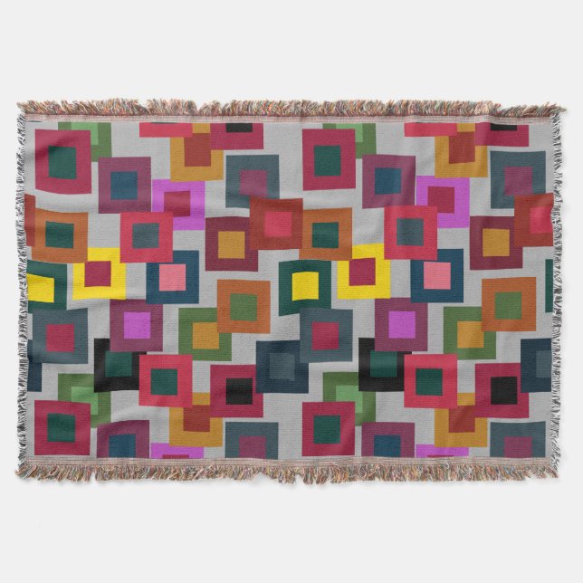 Dark Squares on Light  Throw Blanket (Front)