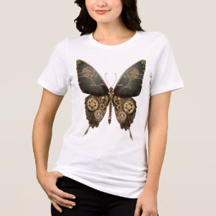 Dark steampunk butterfly with vintage gears Tri-Blend shirt