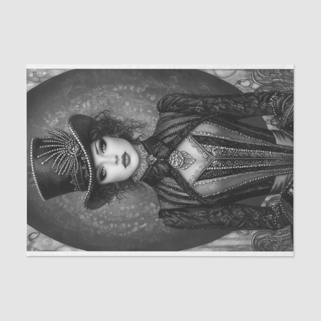 Dark Steampunk Lady Ringmaster DN7RF Decoupage Tissue Paper (Front)