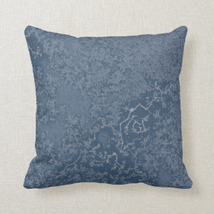 Dark Steel Blue Icy Crystals Throw Pillow