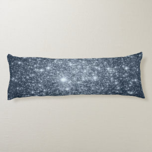 Dark Steel Blue Stars Body Pillow