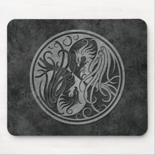 Dark Stone Yin Yang Phoenix Mouse Pad